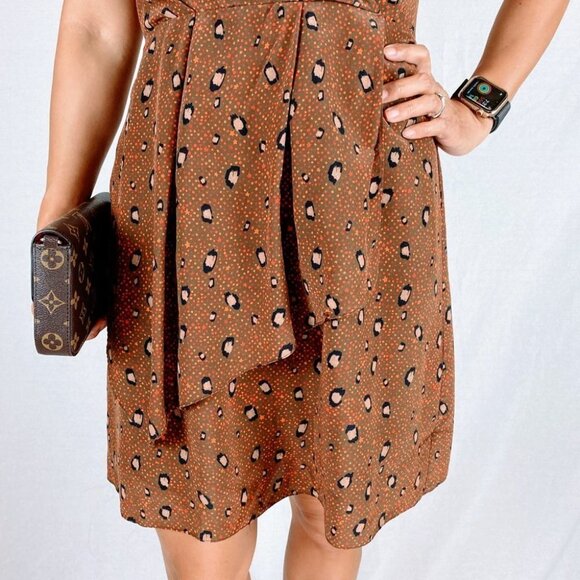 Slate & Willow Brown Faux-Wrap Silk Dress $296 - Picture 4 of 10